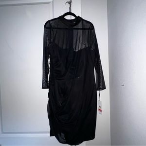 Calvin Klein Mesh Overlay Dress